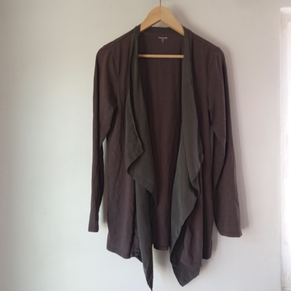 Garnet Hill M Drape Open Front Sweater